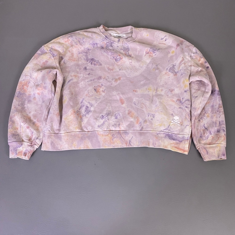 SOUL Cycle Sweatshirt Womens Size S Purple Tie Dye Skull Logo Cropped Cotton USA